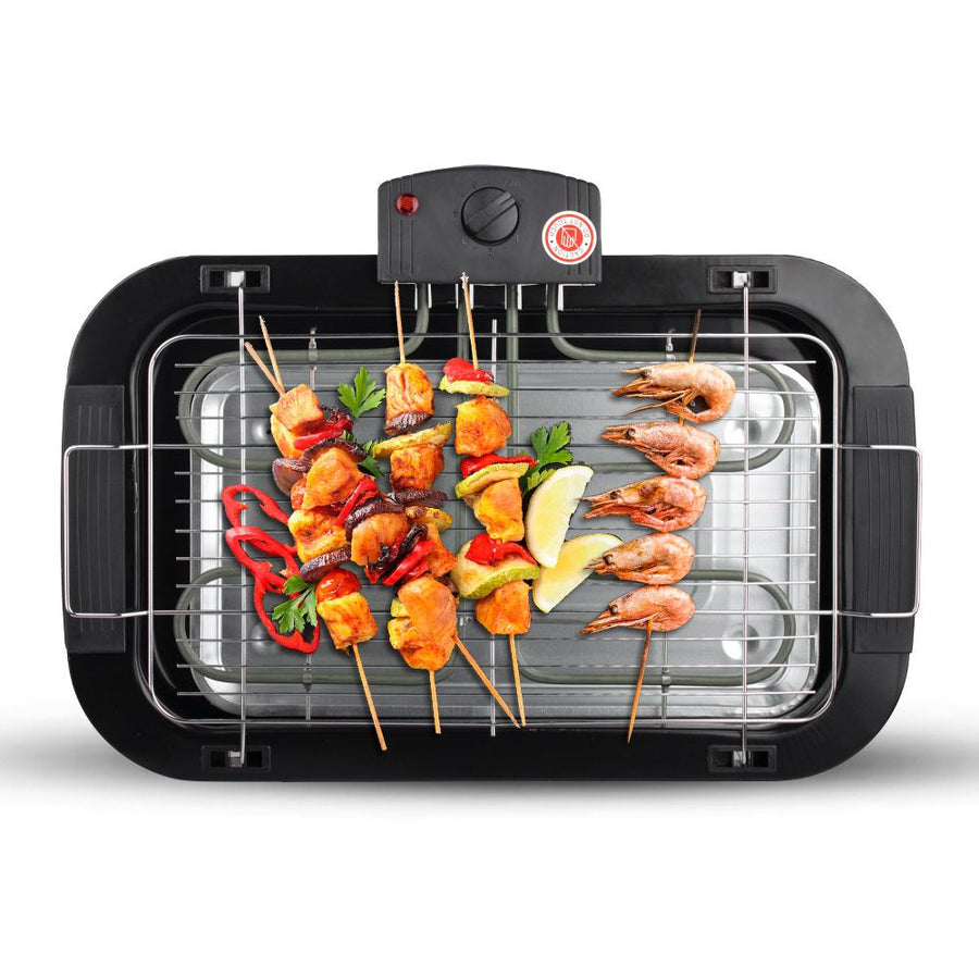 2000W Electric Indoor Smoker Grill with Detachable Rack and Adjustable Heights for Home Kitchen Balcony and Small Outdoor Gatherings (Black)