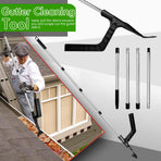 Extendable Gutter Cleaning Tool with L-Shaped Scoop Head and Hanging Hook for Removing Leaves and Debris from Roof Gutters While Standing Safely on Ladder or Roof (Silver)