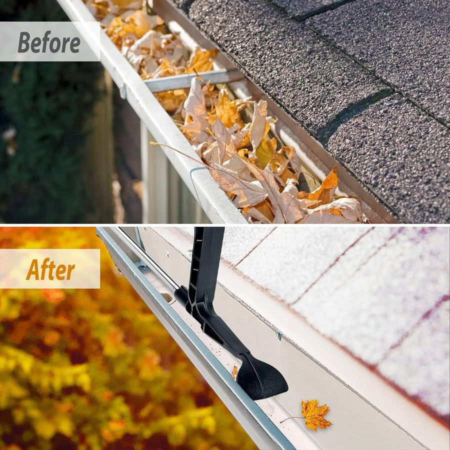Extendable Gutter Cleaning Tool with L-Shaped Scoop Head and Hanging Hook for Removing Leaves and Debris from Roof Gutters While Standing Safely on Ladder or Roof (Silver)