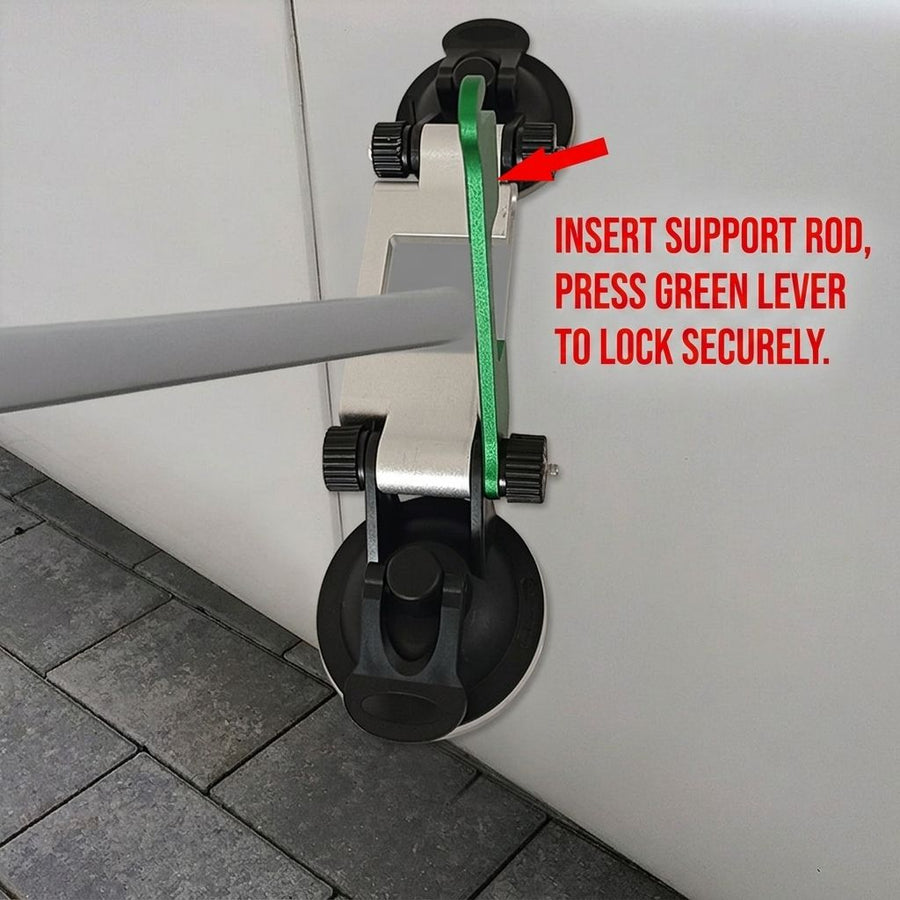 RV Awning Suction Cup Support Bracket – Heavy-Duty Aluminum Vacuum Mount, Tool-Free No-Drill Installation for Camper, Trailer, Van, and Outdoor Camping Awning Poles, 2-Pack Adjustable Stabilizer with Non-Marring Suction Cups (2PCS)