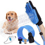 Five-Finger Pet Bathing Glove with Water Flow Control, Silicone Massage Comb for Dogs and Cats, Adjustable Wrist Strap, Home Grooming Shower Tool (Blue)