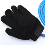 Five-Finger Pet Bathing Glove with Water Flow Control, Silicone Massage Comb for Dogs and Cats, Adjustable Wrist Strap, Home Grooming Shower Tool (Blue)