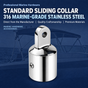 Marine Grade Stainless Steel Slide Ring for Boat Canopy Frame Tube Connector Corrosion Resistant Hardware Fitting (19mm)