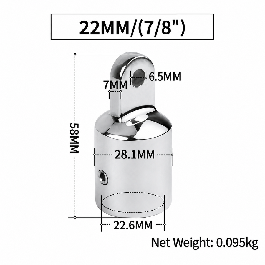 Marine Grade Stainless Steel Slide Ring for Boat Canopy Frame Tube Connector Corrosion Resistant Hardware Fitting (22mm)