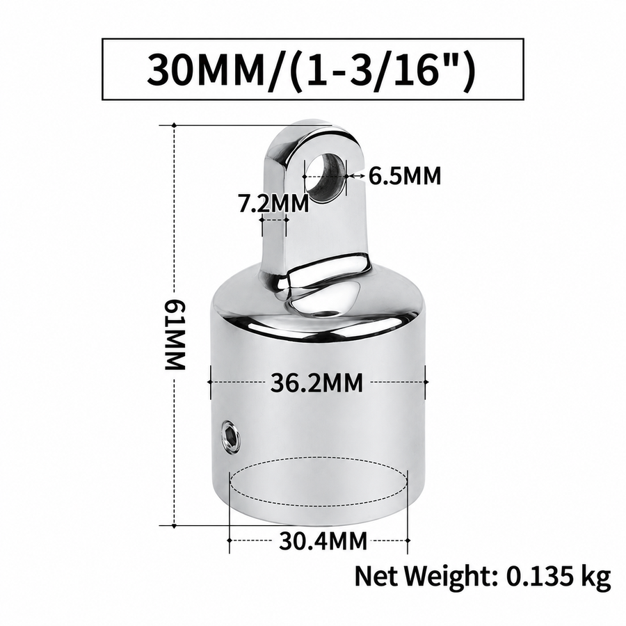 Marine Grade Stainless Steel Slide Ring for Boat Canopy Frame Tube Connector Corrosion Resistant Hardware Fitting (22mm)