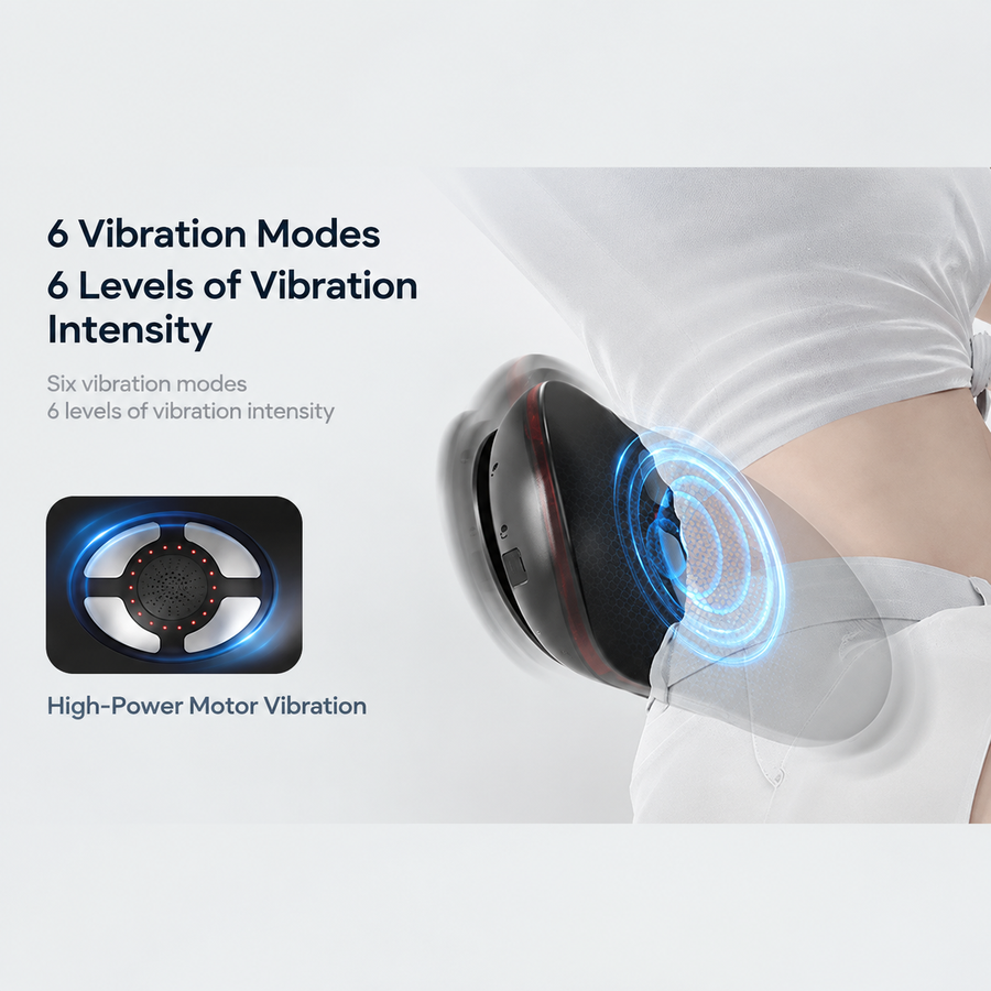 Smart EMS Lumbar Massager with Heat, Airbag Traction and Pulse Modes for Home Relaxation, Muscle Relief and Daily Back Comfort (LCD Hand Control Model)