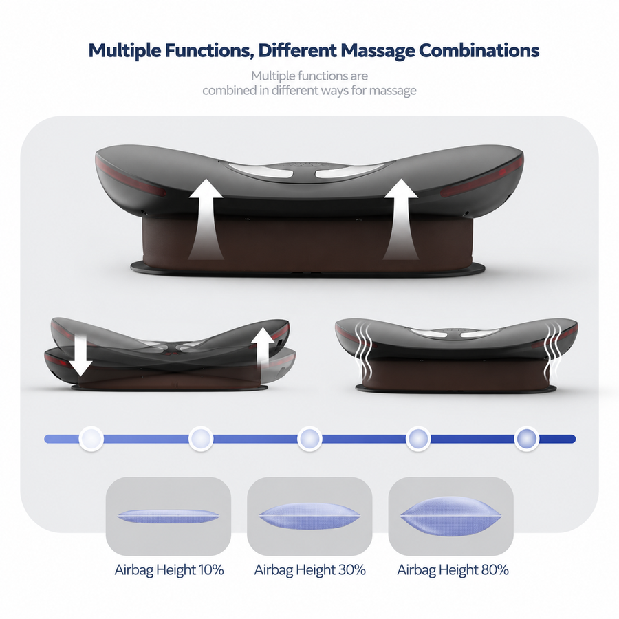 Smart EMS Lumbar Massager with Heat, Airbag Traction and Pulse Modes for Home Relaxation, Muscle Relief and Daily Back Comfort (LCD Hand Control Model)