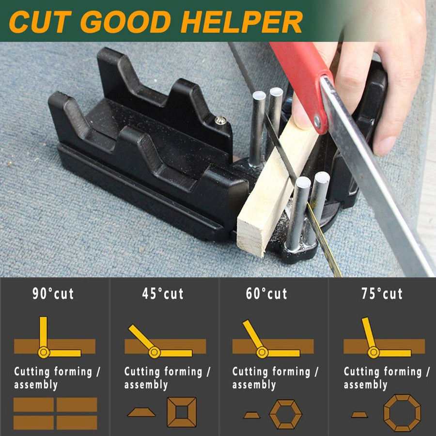 Multi-Angle Miter Cutting Guide Tool for Woodworking, Home Improvement, and DIY Projects, Adjustable Angle Saw Guide for Precision Trimming and Framing Work (Yellow)