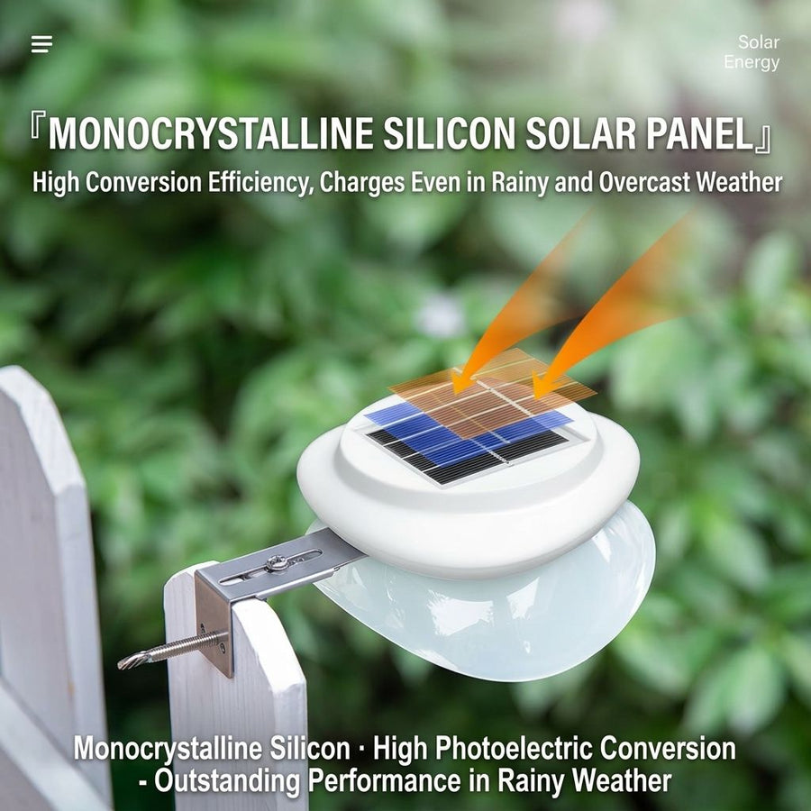 Solar Powered Fence Light with Durable ABS+PC Housing, Monocrystalline Silicon Panel, and Adjustable Mounting Clip for Outdoor Garden, Patio, Deck, and Walkway Illumination in Warm White or Cool White (8PCS, Black Housing‑Cool White Light)