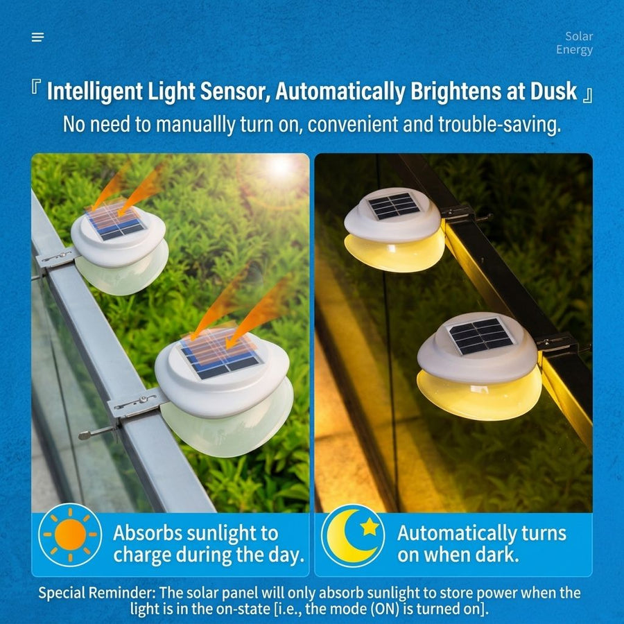 Solar Powered Fence Light with Durable ABS+PC Housing, Monocrystalline Silicon Panel, and Adjustable Mounting Clip for Outdoor Garden, Patio, Deck, and Walkway Illumination in Warm White or Cool White (8PCS, Black Housing‑Cool White Light)