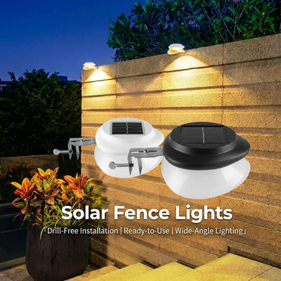 Solar Powered Fence Light with Durable ABS+PC Housing, Monocrystalline Silicon Panel, and Adjustable Mounting Clip for Outdoor Garden, Patio, Deck, and Walkway Illumination in Warm White or Cool White (8PCS, Black Housing‑Warm White Light)