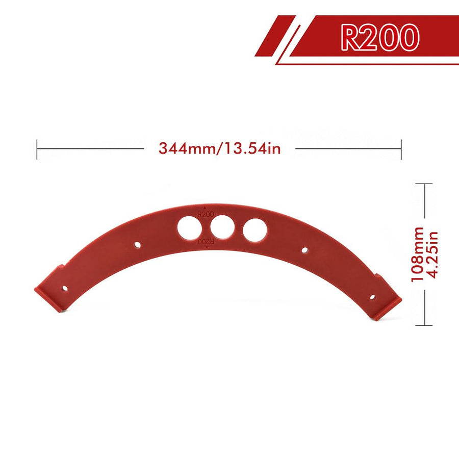 R100-R300 Arc Radius Template Set for Woodworking, Router Jig for Cutting Inner and Outer Rounded Corners on Desktops, Cabinets, Closets and Corner Shelves (F2522-R200)