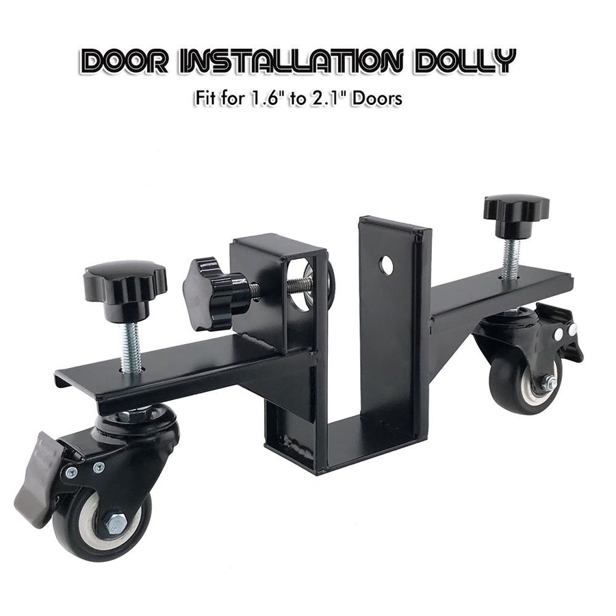 Adjustable Door Installation Roller Tool with 360° Swivel Brake Casters, U-Shaped Clamp for Heavy Wooden Door Lifting, Moving and Positioning During Indoor Setup (2PCS)
