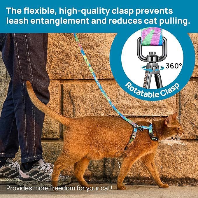 Adjustable Anti-Escape Cat Harness and Leash Set – Soft, Breathable, and Lightweight for Safe Outdoor Adventures with Your Feline Friend (Orange)