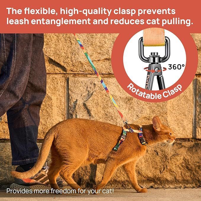 Adjustable Anti-Escape Cat Harness and Leash Set – Soft, Breathable, and Lightweight for Safe Outdoor Adventures with Your Feline Friend (Orange)