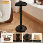 Solid Rubberwood Small Side Table with Heart Shape Top and Raised Edge, Compact End Table for Sofa, Bedside, and Small Spaces (Black)