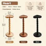 Solid Rubberwood Small Side Table with Heart Shape Top and Raised Edge, Compact End Table for Sofa, Bedside, and Small Spaces (Black)