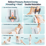 Wireless Multi-Zone Back and Lumbar Massager with Ergonomic Curved Design for Home Office Travel and Full-Body Muscle Relaxation (Cream White)