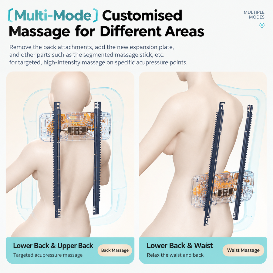 Wireless Multi-Zone Back and Lumbar Massager with Ergonomic Curved Design for Home Office Travel and Full-Body Muscle Relaxation (Cream White)