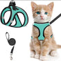Escape-Proof Cat Harness and Leash Set with Reflective Soft Mesh Vest for Safe Outdoor Adventures with Your Feline Friend (M, Mint)