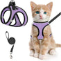 Escape-Proof Cat Harness and Leash Set with Reflective Soft Mesh Vest for Safe Outdoor Adventures with Your Feline Friend (M, Purple)