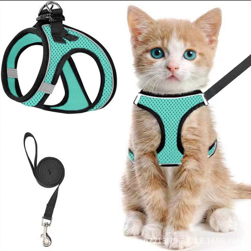 Escape-Proof Cat Harness and Leash Set with Reflective Soft Mesh Vest for Safe Outdoor Adventures with Your Feline Friend (M, Purple)