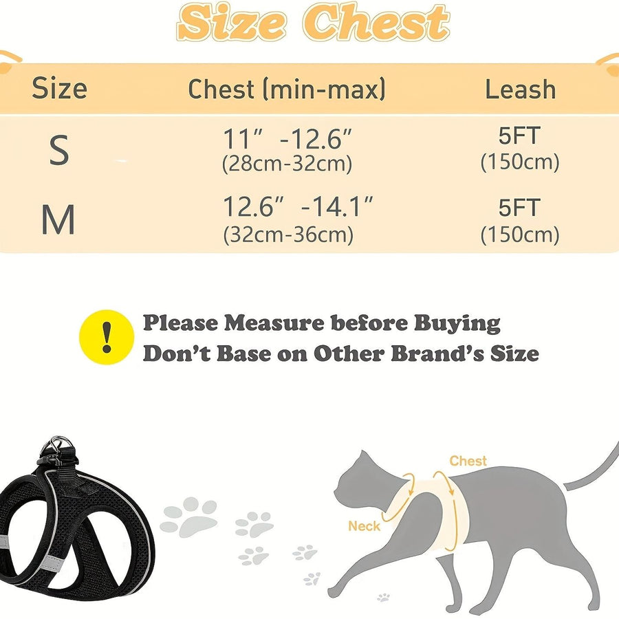 Escape-Proof Cat Harness and Leash Set with Reflective Soft Mesh Vest for Safe Outdoor Adventures with Your Feline Friend (M, Purple)