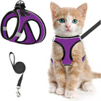 Escape-Proof Cat Harness and Leash Set with Reflective Soft Mesh Vest for Safe Outdoor Adventures with Your Feline Friend (S, Blue)