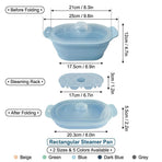 Foldable Food-Grade Silicone Steamer Pot with Lid and Steamer Rack – Space-Saving Collapsible Cookware for Microwave, Air Fryer, Camping, and Outdoor Meals, Available in Round and Rectangular Sizes (Round Style, Dark Blue)