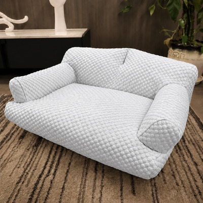 Cooling Pet Sofa Bed for Cats and Dogs, Breathable Ice Silk Bean Fabric with Supportive Edges, Removable Washable Cover, Non-Slip Bottom, Ideal for Summer Lounging in Living Rooms and Bedrooms (Light Grey, 2XL)