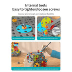 DIY Creative Screw Puzzle Building Block Table Set for Kids Ages 3+ – Educational STEM Toy with Colorful Plastic Pieces, Tools, and Bonus Drawing Board for Home Play and Skill Development (752PCS, Engineering)