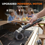 Three-in-One Electric Grill Cleaning Brush with Rechargeable Battery and Three Replaceable Heads for Outdoor Barbecue, Griddle, and Cast Iron Surfaces (Black)
