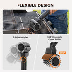 Three-in-One Electric Grill Cleaning Brush with Rechargeable Battery and Three Replaceable Heads for Outdoor Barbecue, Griddle, and Cast Iron Surfaces (Black)