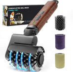 Three-in-One Electric Grill Cleaning Brush with Rechargeable Battery and Three Replaceable Heads for Outdoor Barbecue, Griddle, and Cast Iron Surfaces (Brown)
