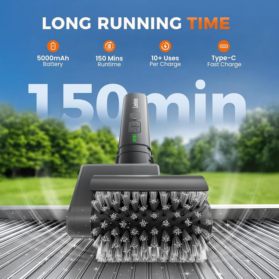 Three-in-One Electric Grill Cleaning Brush with Rechargeable Battery and Three Replaceable Heads for Outdoor Barbecue, Griddle, and Cast Iron Surfaces (Brown)