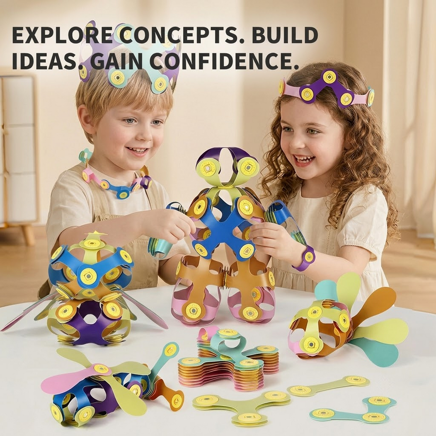 Kids 3D Soft Magnetic Building Tiles Toy Set, Creative DIY Puzzle Blocks for Ages 3+ - Develops Fine Motor Skills & Imagination, Ideal Birthday Gift for Girls, Home Play STEM Learning Kit (32PCS)