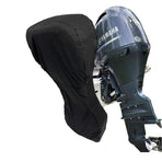 600D Oxford Outboard Motor Cover Waterproof Dustproof Boat Engine Protector with Zipper and Drawstring for Storage and Mooring (Black, Fits 30–60 HP (Cover Size: 180×144cm Height))