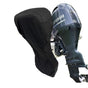 600D Oxford Outboard Motor Cover Waterproof Dustproof Boat Engine Protector with Zipper and Drawstring for Storage and Mooring (Black, Fits 60–100 HP (Cover Size: 200×170cm Height))