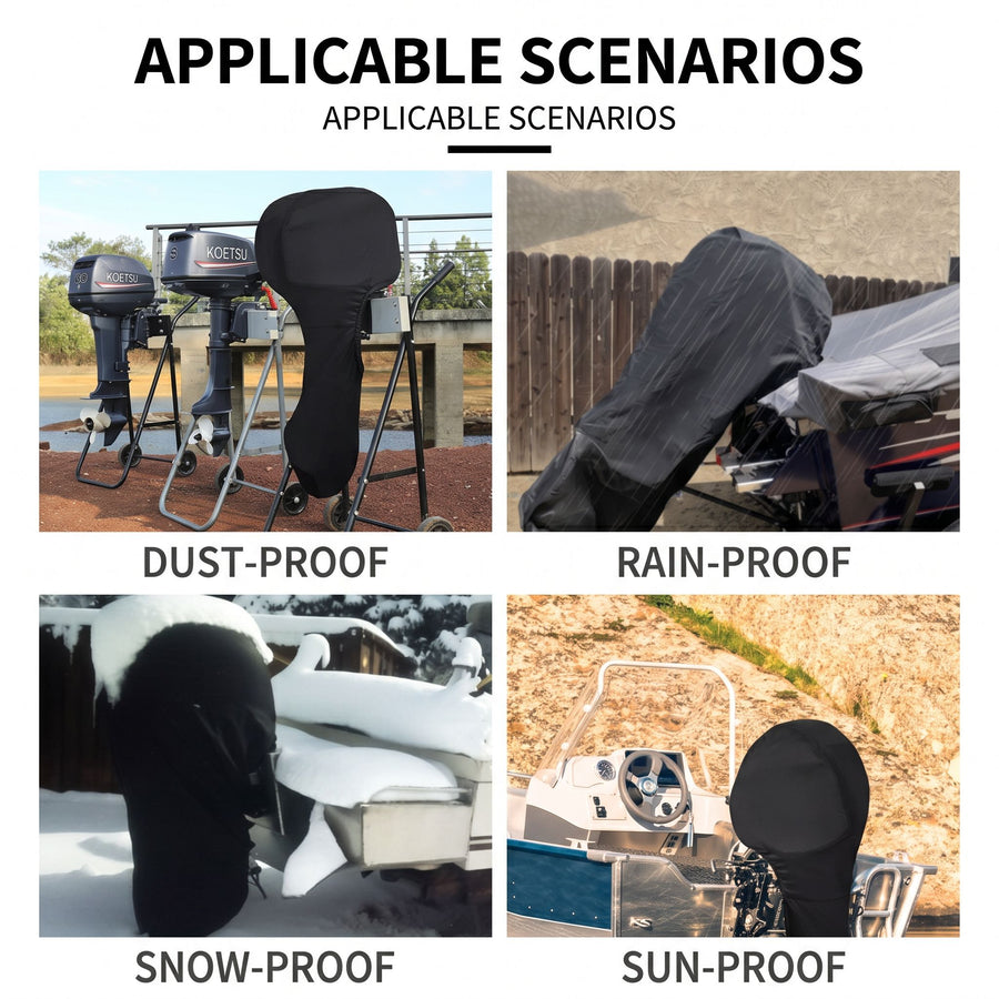 600D Oxford Outboard Motor Cover Waterproof Dustproof Boat Engine Protector with Zipper and Drawstring for Storage and Mooring (Grey, Fits 175–225 HP (Cover Size: 236×195cm Height))
