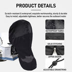 600D Oxford Outboard Motor Cover Waterproof Dustproof Boat Engine Protector with Zipper and Drawstring for Storage and Mooring (Grey, Fits 30–60 HP (Cover Size: 180×144cm Height))