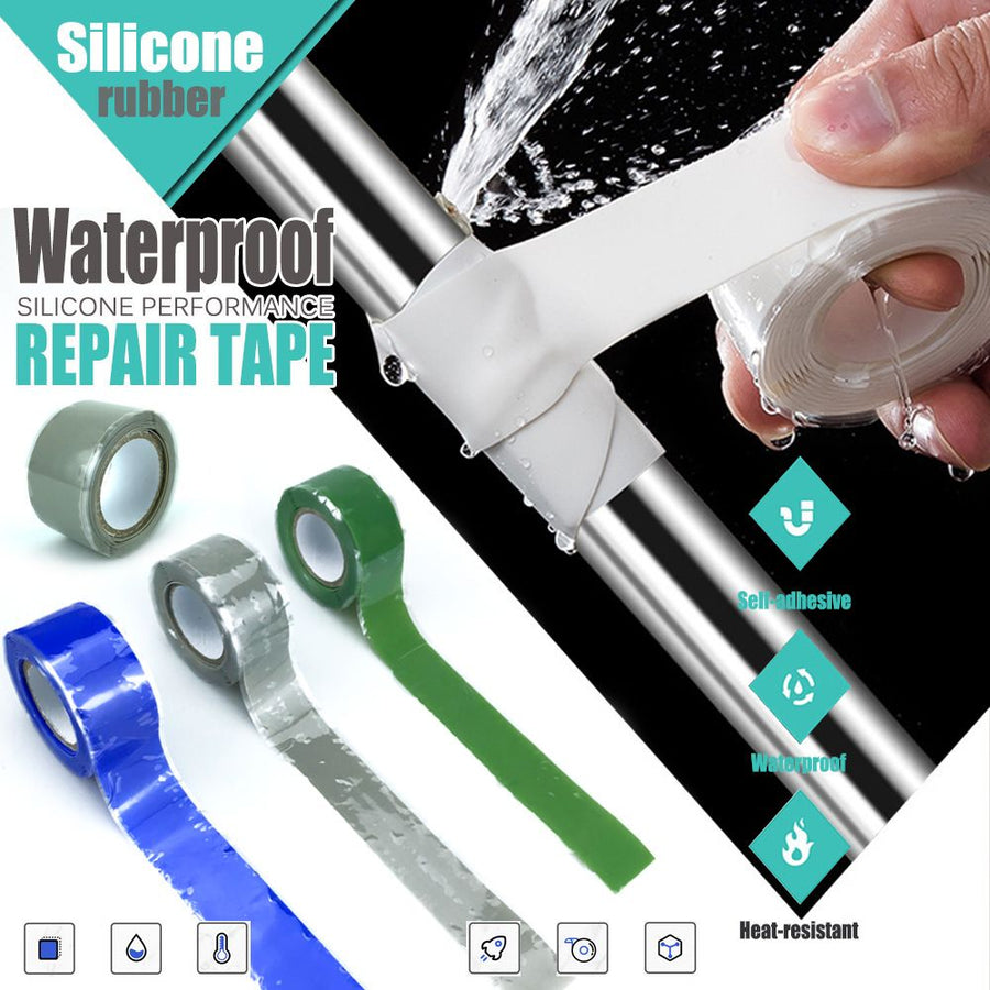 Self-Fusing Silicone Repair Tape for Waterproof Sealing of Pipe Joints, Faucets, Hoses and Plumbing Leaks, Multi-Color Resealable Roll (Grey)