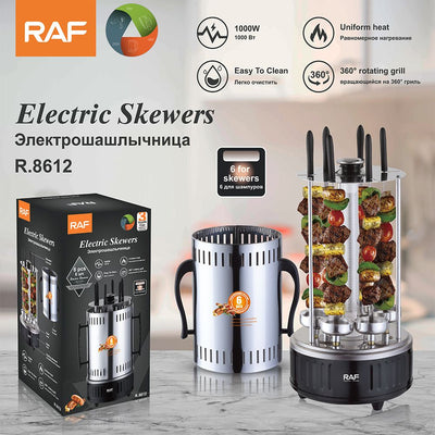 Versatile Vertical Rotating Electric Grill Skewer Machine for Even Cooking and Delicious Homemade Kebabs, Perfect for Family Dinners and Small Gatherings with Friends (Silver)