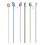 Colorful Food-Grade Silicone Straws Compatible with Stanley Tumbler, Reusable Bendable Drinking Straws with Cute Dust-Proof Cap, Ideal for Everyday Hydration with Lid Cups, Fun and Eco-Friendly Straw Set (Dinosaur style, MultiColor(6PCS))