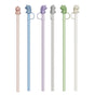Colorful Food-Grade Silicone Straws Compatible with Stanley Tumbler, Reusable Bendable Drinking Straws with Cute Dust-Proof Cap, Ideal for Everyday Hydration with Lid Cups, Fun and Eco-Friendly Straw Set (Dinosaur style, MultiColor(6PCS))
