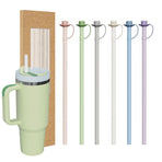 Colorful Food-Grade Silicone Straws Compatible with Stanley Tumbler, Reusable Bendable Drinking Straws with Cute Dust-Proof Cap, Ideal for Everyday Hydration with Lid Cups, Fun and Eco-Friendly Straw Set (Dinosaur style, MultiColor(6PCS))