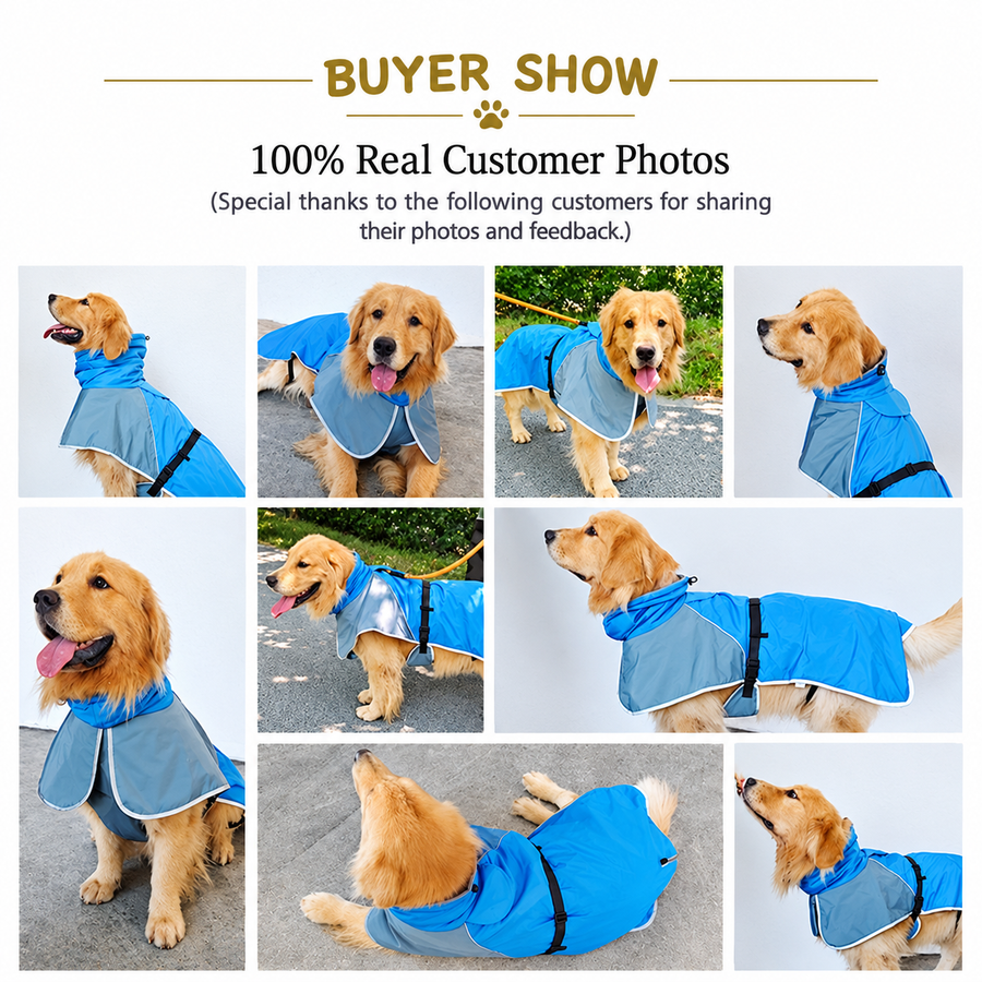 Waterproof Windproof Fleece-Lined Dog Raincoat with Reflective Trim and Leash Opening for Large Breeds, Ideal for Rainy and Snowy Walks (6XL)