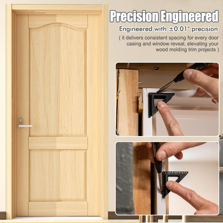 Precision Trim Positioning Tool for Door and Window Casing Installation, Woodworking Spacing Gauge with Graduated Edge and Triangle Cutout for Consistent Home Improvement Layouts (Blue)