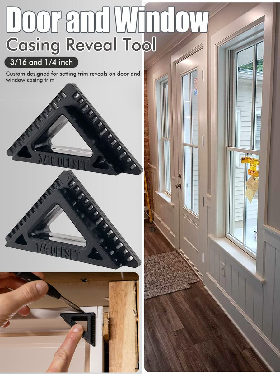 Precision Trim Positioning Tool for Door and Window Casing Installation, Woodworking Spacing Gauge with Graduated Edge and Triangle Cutout for Consistent Home Improvement Layouts (Orange)