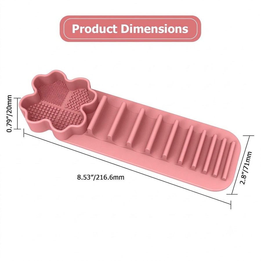 Multi-Functional Silicone Makeup Brush Holder and Cleaning Pad That Sticks to Mirrors, Tiles, and Smooth Surfaces for Quick Washing, Organized Storage, and No-Mess Drip-Drying Beauty Tools (Black)