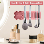 Multi-Functional Silicone Makeup Brush Holder and Cleaning Pad That Sticks to Mirrors, Tiles, and Smooth Surfaces for Quick Washing, Organized Storage, and No-Mess Drip-Drying Beauty Tools (Black)